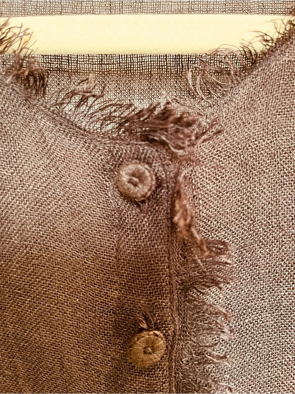 Eileen Fisher Sheer Linen Button -Front Black/Brown Blouse. - Picture 5 of 14